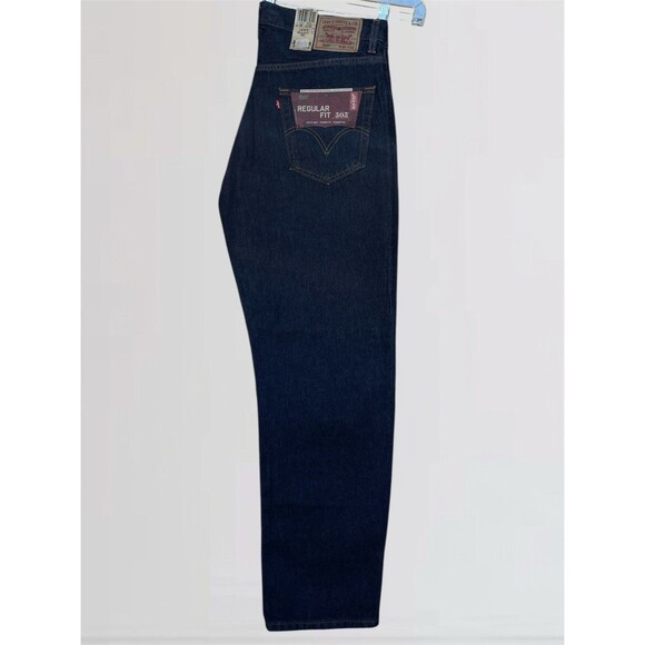Vintage Y2K Levi’s 505 Regular Fit Straight Leg Men’s W36 L32 Dark Blue Jeans - Picture 4 of 15